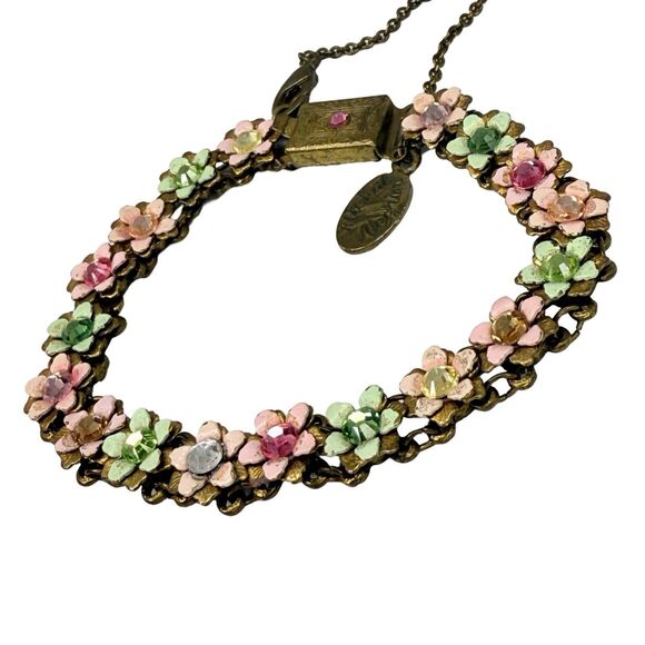 Michael Negrin Flower Bracelet 7" Multicolored Rhinestone Spring Jewelry - Picture 3 of 13
